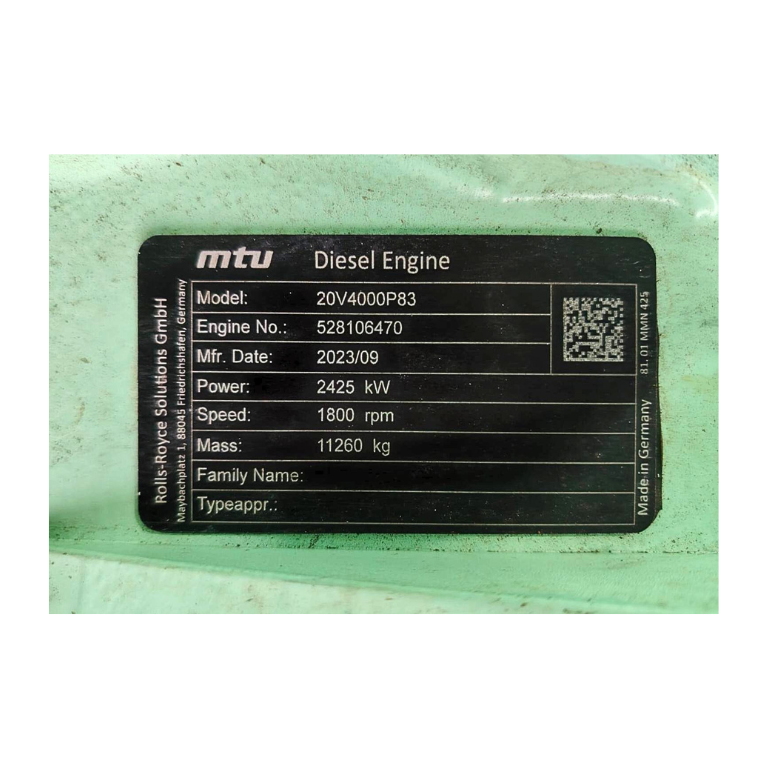 MTU 20V4000P83 Diesel Engine